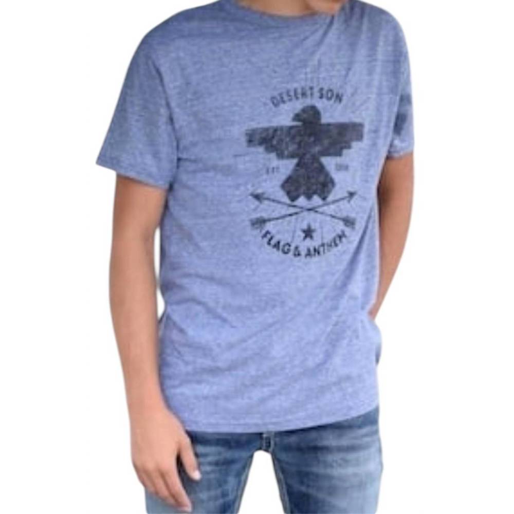 NEW FLAGS & ANTHEM riser crest short sleeve tee in blue